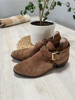 Michael Kors Brown Suede Mercer Cutout Booties
